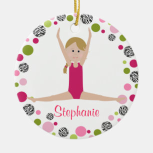 Star Gymnast in Pinks Personalised Ceramic Ornament
