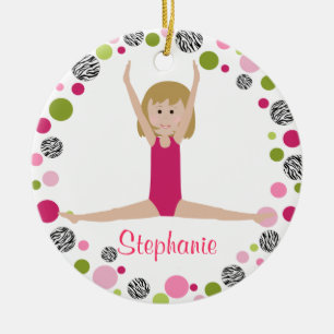 Star Gymnast in Pinks Personalised Ceramic Tree Decoration