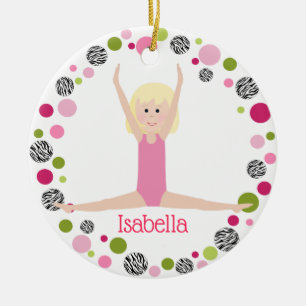 Star Gymnast in Pinks Personalised Ceramic Tree Decoration