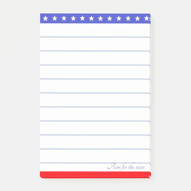 Star Header on Blue Red & White Lined Post-it Notes (Front)