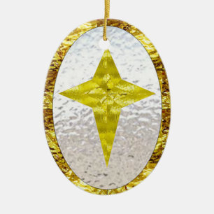 Star in Stained Glass Ceramic Tree Decoration