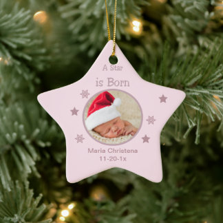 Star Is Born Personalised Photo Ornament (Pink)