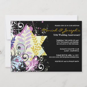 Star Jewish Wedding Anniversary Party Invitation