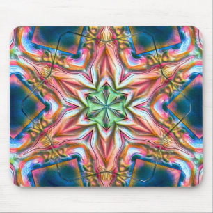Star kaleidoscope in rough texture, burnt salmon t mouse pad