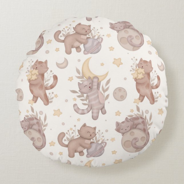 Star Kittens Round Cushion (Front)
