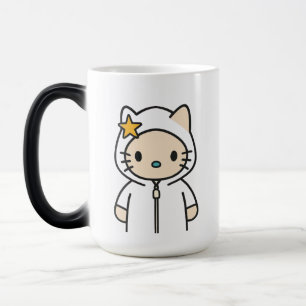 Star Kitty Mug – Cute Cat Character in White Hoodi