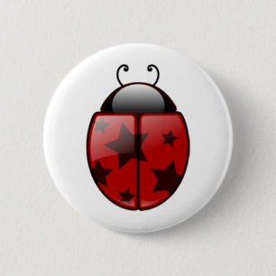 Star Ladybug, Ladybug with Stars 6 Cm Round Badge
