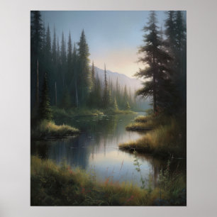 Star Lake Landscape Painting Art Print Poster