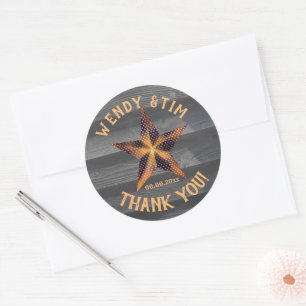Star Lantern & Old Wood Rustic American Classic Round Sticker