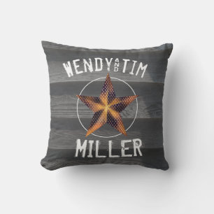 Star Lantern & Old Wood Rustic American Cushion