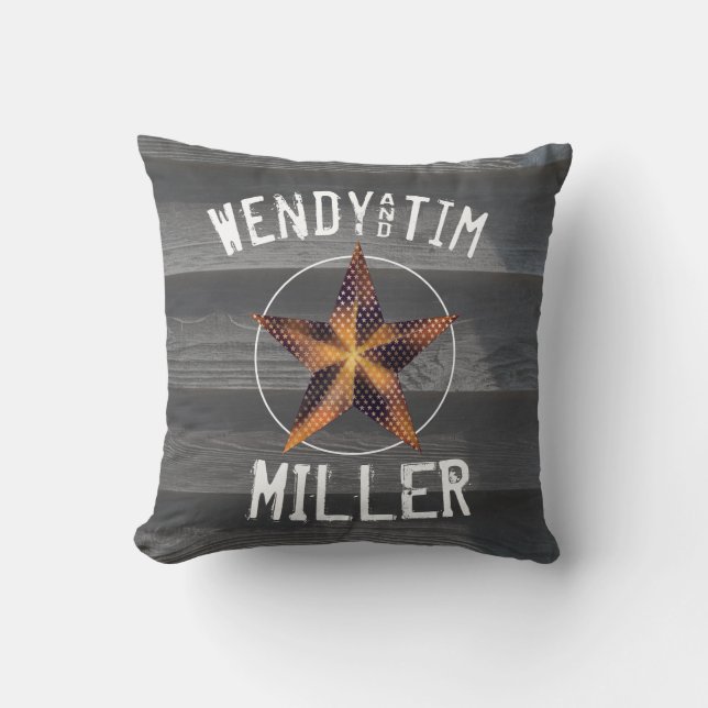 Star Lantern & Old Wood Rustic American Cushion (Front)