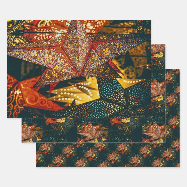 Star Lanterns Wrapping Paper Sheet (Set)