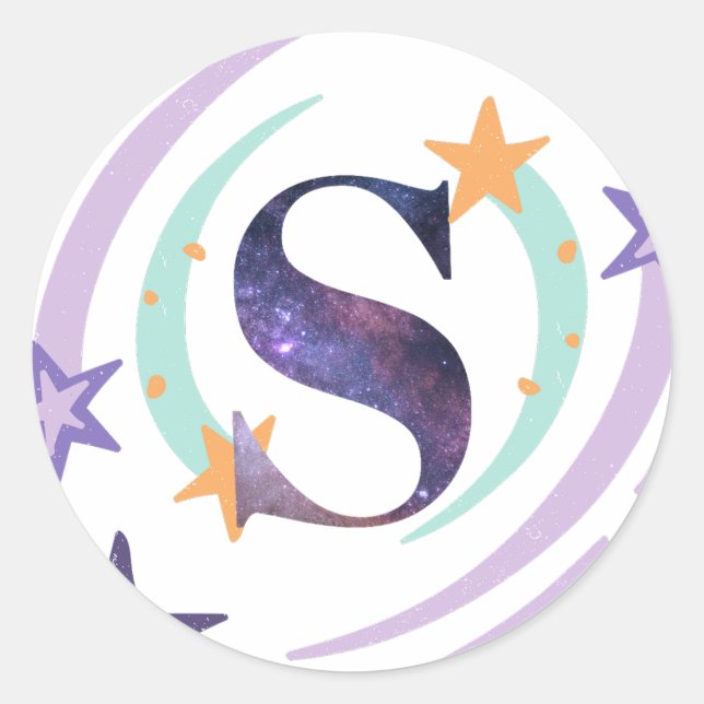 Star Letter S Monogram Classic Round Sticker (Front)