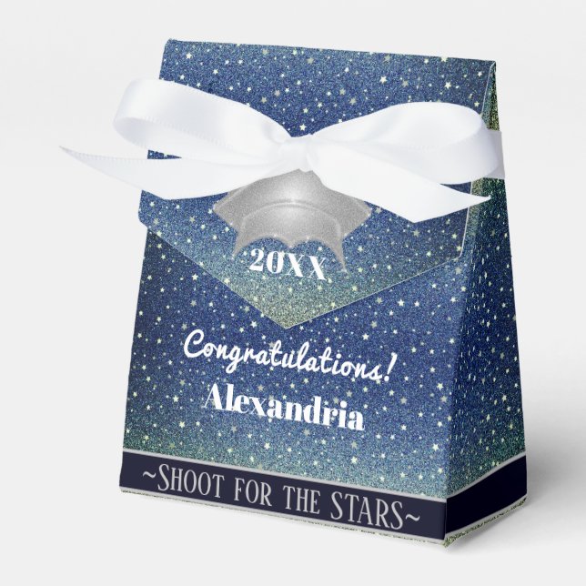Star Light Blue Sky Graduation Party Favour Box (Front Side)