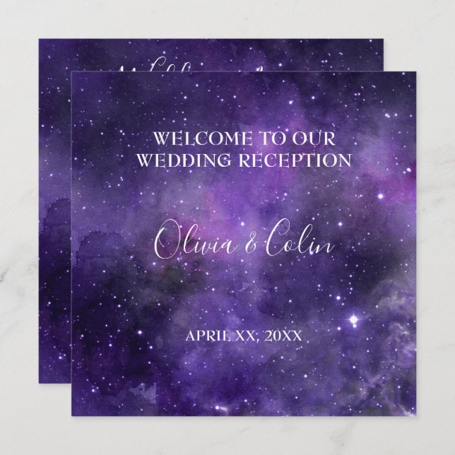Star Light Purple Wedding Reception Menu (Front/Back)