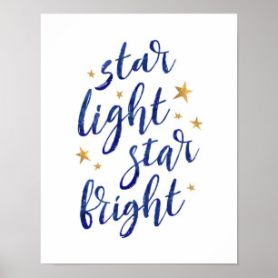 Star light star bright navy blue typography poster