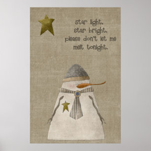 Star Light, Star Bright Snowman Poster