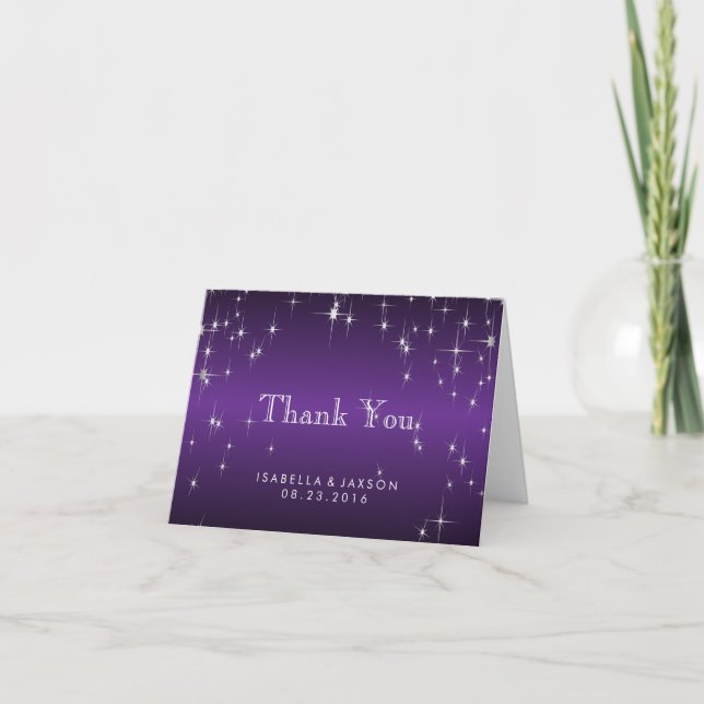 Star Lights in Metallic Purple - Thank You Card (Front)