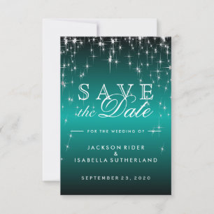 Star Lights in Metallic Teal - Save the Date
