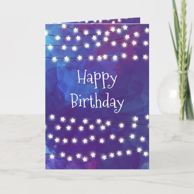 Star Lights on Cobalt Blue Birthday Card (Front)
