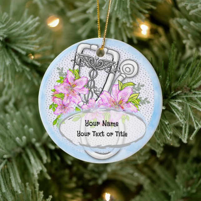 Star lily stethoscope  ceramic ornament (Tree)