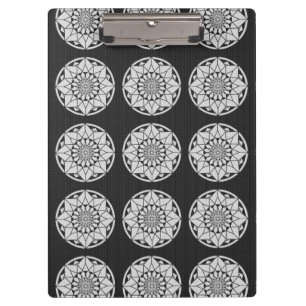 Star Mandala knitting black & white Clipboard