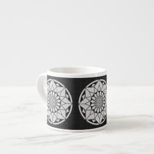 Star Mandala knitting black & white Espresso Cup