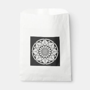 Star Mandala knitting black & white Favour Bag