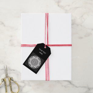 Star Mandala knitting black & white Gift Tags