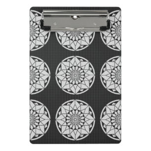 Star Mandala knitting black & white Mini Clipboard