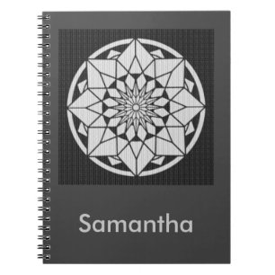Star Mandala knitting black & white Notebook