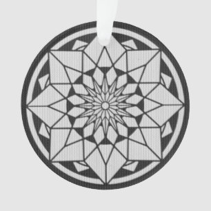 Star Mandala knitting black & white Ornament
