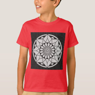 Star Mandala knitting black & white T-Shirt