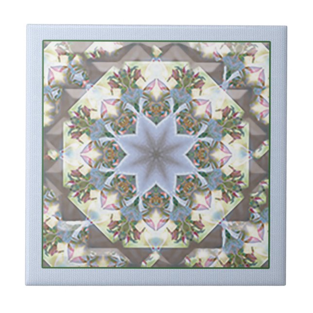 Star Mandala Trivet/Tile Ceramic Tile (Front)