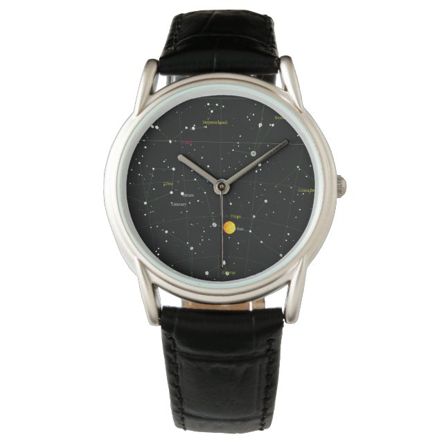 star map black leather protector watch (Front)