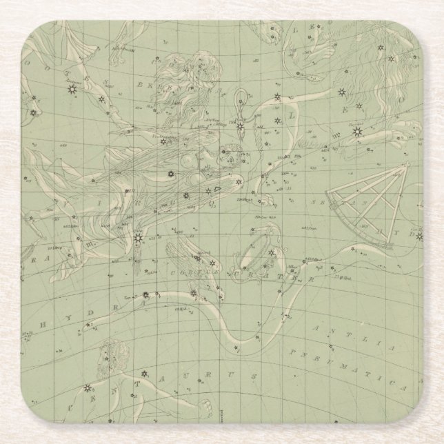 Star map square paper coaster (Front)