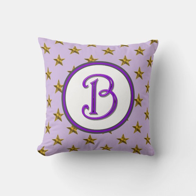 Star Monogram Family Initial Purple Celestial Cushion (Front)