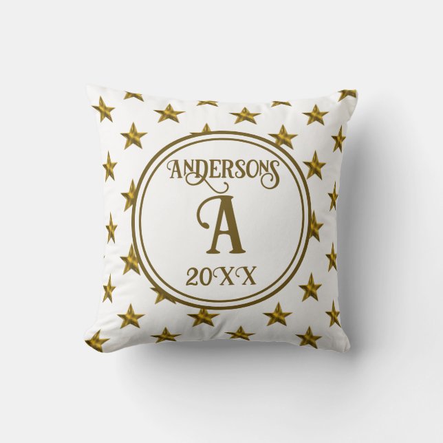 Star Monogram Home Decor Wedding Keepsake Cushion (Front)