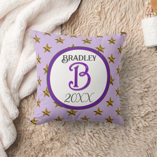 Star Monogram Initial Purple Decor Keepsake Cushion (Blanket)