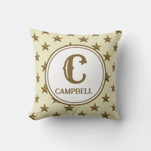 Star Monogram Initial Western Home Decor Cushion