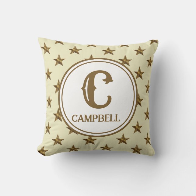 Star Monogram Initial Western Home Decor Cushion (Front)