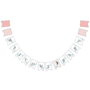 Star Moon & Cloud Welcome Baby Pink Bunting Flags