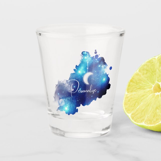 Star moon night sky celestial galaxy   shot glass (Front)