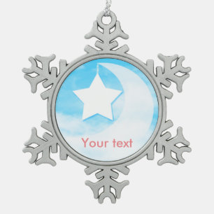 Star & Moon Pewter Snowflake Ornament