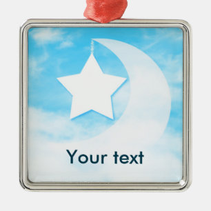 Star & Moon Silver Coloured Metal Ornament