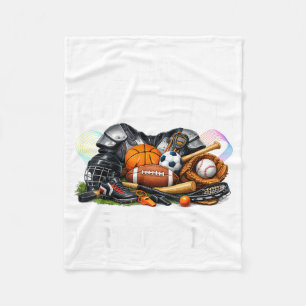 Star Mum of The Birthday Boy Basketball Soccer Fleece Blanket