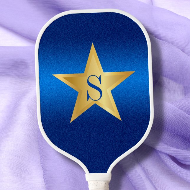 Star Navy Blue Pickleball Star Player Monogram Pickleball Paddle (Creator Uploaded)