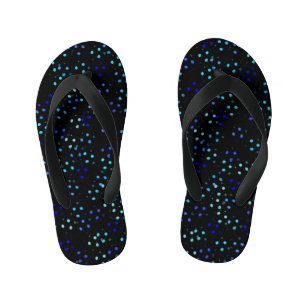 Star Neon Glow up Pattern in black galaxy space Kid's Thongs
