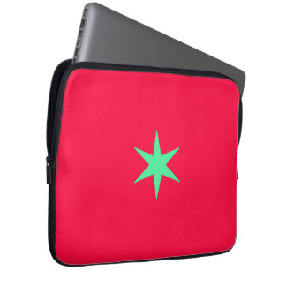 Star neon-green and pink laptop sleeve