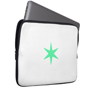 Star neon-green and white laptop sleeve